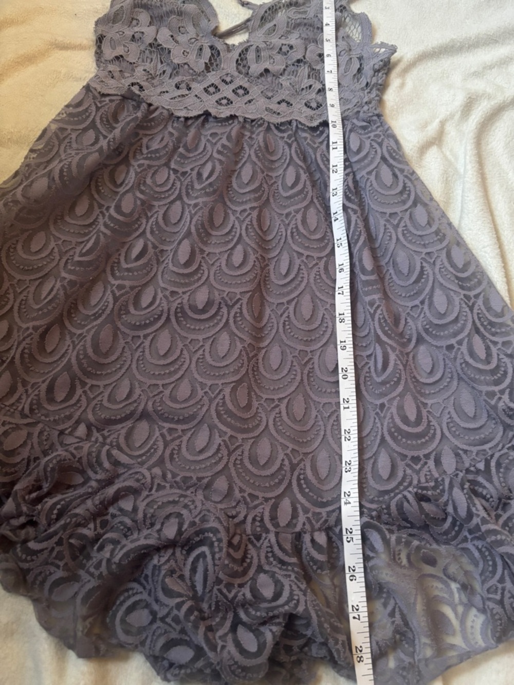 Free People Lace Slip Dress Purple Boho Crochet Mini Adella Style XS - Picture 8 of 8